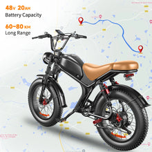 Load image into Gallery viewer, C93 1000W Motor E Bike 48V 20Ah Off Road Electric Bicycle 20"X4" Fat Tire 1000W Motor with 2 Wide Seats