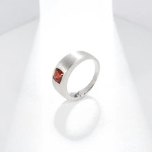 Load image into Gallery viewer, GEM'S BALLET 5*5mm Cushion Cut Gemstone Rings Men's Band Ring 925 Sterling Silver Rings for Mens Sizes 7-13#