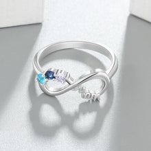 Load image into Gallery viewer, JewelOra Personalized Mothers Rings with 3 Birthstones Custom Inner Engraving Infinity 925 Sterling Silver