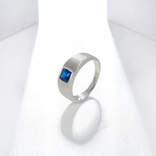Load image into Gallery viewer, GEM'S BALLET 5*5mm Cushion Cut Gemstone Rings Men's Band Ring 925 Sterling Silver Rings for Mens Sizes 7-13#