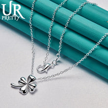 Load image into Gallery viewer, URPRETTY 925 Sterling Silver Four Leaf Clover Necklace 16/18/20/22/24/26/28/30 Inch Chain