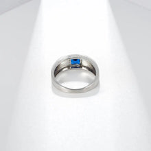 Load image into Gallery viewer, GEM'S BALLET 5*5mm Cushion Cut Gemstone Rings Men's Band Ring 925 Sterling Silver Rings for Mens Sizes 7-13#