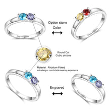 Load image into Gallery viewer, 925 Sterling Silver Custom Name Personalized Engraving Mothers Ring with Birthstone Silver 925