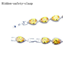 Load image into Gallery viewer, 925 Sterling Silver Jewelery Link Chain 18/21cm Bracelets Drop Yellow Cubic Zirconia