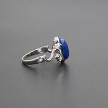 Load image into Gallery viewer, 925 Sterling Silver Movie "The Vampire Diaries" Elena's Daylight Ring for Women with Nature Real Lapis Stone