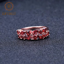 Load image into Gallery viewer, GEM'S BALLET 925 Sterling Silver Rose Gold Plated Wedding Band 2.47Ct Natural Red Garnet Gemstone