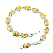 Load image into Gallery viewer, 925 Sterling Silver Jewelery Link Chain 18/21cm Bracelets Drop Yellow Cubic Zirconia