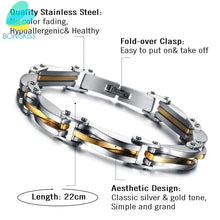 Load image into Gallery viewer, BONISKISS Men Boys Stainless Steel Two Tone Rhombus Cool Link Bangle Bracelet