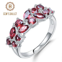 Load image into Gallery viewer, GEM'S BALLET 925 Sterling Silver Rose Gold Plated Wedding Band 2.47Ct Natural Red Garnet Gemstone