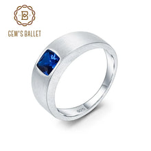 Load image into Gallery viewer, GEM'S BALLET 5*5mm Cushion Cut Gemstone Rings Men's Band Ring 925 Sterling Silver Rings for Mens Sizes 7-13#