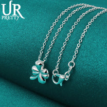 Load image into Gallery viewer, URPRETTY 925 Sterling Silver Four Leaf Clover Necklace 16/18/20/22/24/26/28/30 Inch Chain