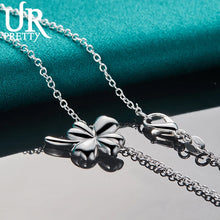 Load image into Gallery viewer, URPRETTY 925 Sterling Silver Four Leaf Clover Necklace 16/18/20/22/24/26/28/30 Inch Chain