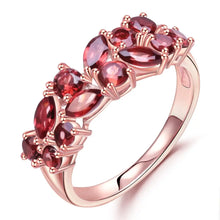 Load image into Gallery viewer, GEM'S BALLET 925 Sterling Silver Rose Gold Plated Wedding Band 2.47Ct Natural Red Garnet Gemstone
