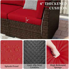 Load image into Gallery viewer, 8 Pieces Outdoor Patio Set with 44" Fire Pit Table, Rattan Sectional Sets w/Gas Fire Pit