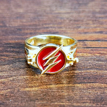 Load image into Gallery viewer, 925 Sterling Silver The FLASH Ring Cosplay 18K Gold Flash Flip cover Men or Boys Gift