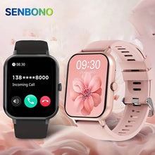 Load image into Gallery viewer, SENBONO Smart-Watch for Men and Women Dial Custom Bluetooth Call 100+ Sport Modes Heart Rate Monitor Waterproof