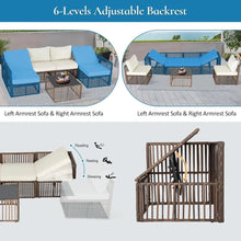 Load image into Gallery viewer, 7 Pieces Wicker Outdoor Sectional Conversation Couch Set,Cushions & Coffee Table