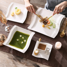 Load image into Gallery viewer, MALACASA FLORA 30/60 Piece White Porcelain Dinner Set with 12*Cup,Saucer,Dessert Soup Dinner Plate Tableware Set for 12 Person