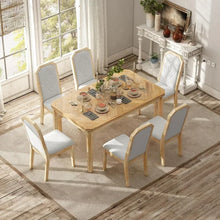 Load image into Gallery viewer, 7 Pieces Dining Wooden Rustic Table with 6 High-Back Tufted Chairs