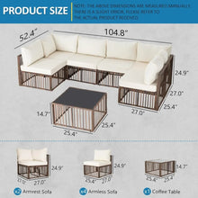 Load image into Gallery viewer, 7 Pieces Wicker Outdoor Sectional Conversation Couch Set,Cushions & Coffee Table