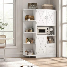 Load image into Gallery viewer, 60.4" Kitchen Storage Cabinet, Freestanding with Doors and Shelves and with Microwave Shelf in white, ash gray, and rustic brown available
