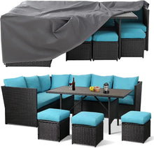 Load image into Gallery viewer, 7 Pieces Outdoor Patio Furniture set with Dining Table, & Chair, All Weather Wicker Set with Ottoman