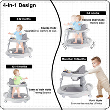 Load image into Gallery viewer, UBRAVOO Foldable Baby Walker with O-shaped legs & multi-function Rollover prevention, 6-18 Months, Adjustable Height, Music Toy