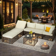 Load image into Gallery viewer, 7 Pieces Wicker Outdoor Sectional Conversation Couch Set,Cushions & Coffee Table