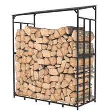 Load image into Gallery viewer, Heavy Duty Tall Metal Firewood Rack Stand with Top Cover Fireplace Stacking Holder for Outdoor Deck, Backyard