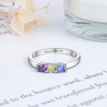 Load image into Gallery viewer, 925 Sterling Silver Custom Name Personalized Engraving Mothers Ring with Birthstone Silver 925