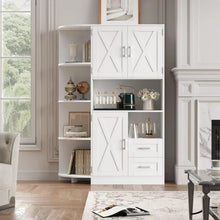 Load image into Gallery viewer, 60.4" Kitchen Storage Cabinet, Freestanding with Doors and Shelves and with Microwave Shelf in white, ash gray, and rustic brown available