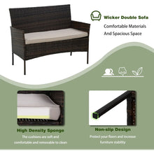 Load image into Gallery viewer, 4 Pieces Set Rattan Outdoor Wicker Sofa Garden Conversation Sets with Soft Cushion and Glass Table