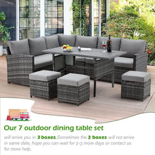 Load image into Gallery viewer, 7 Pieces Outdoor Patio Furniture set with Dining Table, & Chair, All Weather Wicker Set with Ottoman