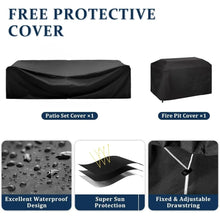 Load image into Gallery viewer, 8 Pieces Outdoor Patio Set with 44" Fire Pit Table, Rattan Sectional Sets w/Gas Fire Pit