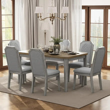 Load image into Gallery viewer, 7 Pieces Dining Wooden Rustic Table with 6 High-Back Tufted Chairs