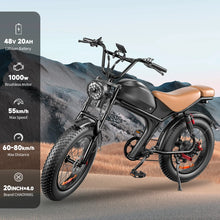 Load image into Gallery viewer, C93 1000W Motor E Bike 48V 20Ah Off Road Electric Bicycle 20"X4" Fat Tire 1000W Motor with 2 Wide Seats