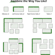 Load image into Gallery viewer, 7 Pieces Outdoor Patio Furniture set with Dining Table, & Chair, All Weather Wicker Set with Ottoman