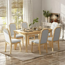 Load image into Gallery viewer, 7 Pieces Dining Wooden Rustic Table with 6 High-Back Tufted Chairs