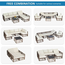 Load image into Gallery viewer, 7 Pieces Wicker Outdoor Sectional Conversation Couch Set,Cushions & Coffee Table