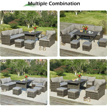 Load image into Gallery viewer, 7 Pieces Outdoor Patio Furniture set with Dining Table, & Chair, All Weather Wicker Set with Ottoman