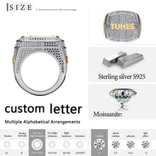 Load image into Gallery viewer, Custom Rings For Men Letters Sterling Silver 925 Combination Letter Name Moissanite Rings Jewelry