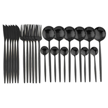 Load image into Gallery viewer, 24pcs Black Western Dinnerware Set Stainless Steel Cutlery