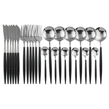 Load image into Gallery viewer, 24pcs Black Western Dinnerware Set Stainless Steel Cutlery