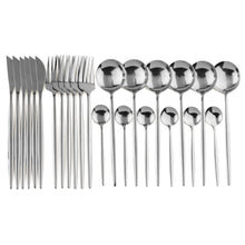 Load image into Gallery viewer, 24pcs Black Western Dinnerware Set Stainless Steel Cutlery