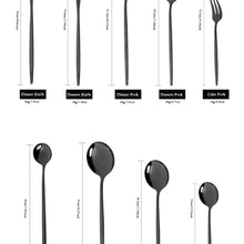 Load image into Gallery viewer, 24pcs Black Western Dinnerware Set Stainless Steel Cutlery