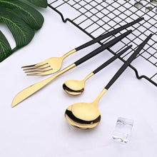 Load image into Gallery viewer, 24pcs Black Western Dinnerware Set Stainless Steel Cutlery