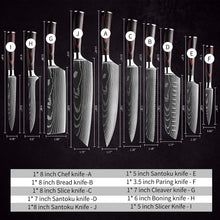 Load image into Gallery viewer, 10Pcs Damascus Santoku Kitchen Knives Set - jeaniesunusualdecor
