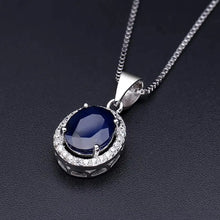 Load image into Gallery viewer, GEM&#39;S BALLET 8.08Ct Oval Natural Blue Sapphire Gemstone Jewelry Set 925 Sterling Silver
