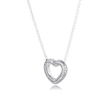 Load image into Gallery viewer, 2020 New 925 Sterling Silver Necklace Pave Snake Chain Pattern Open Heart Collier Necklace
