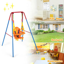 Load image into Gallery viewer, Toddler Swing Set High Back Seat w/ Handrails A-Frame Metal Swing Set Backyard  TY589394
